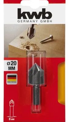 AVELLANADOR DE ACERO 5 FILOS ENCASTRE CILINDRICO PARA MADERA - 20 mm